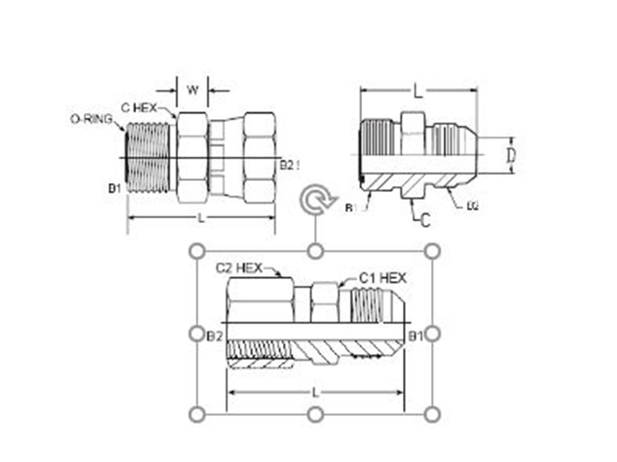 Alfagomma ORFS-JIC adapter