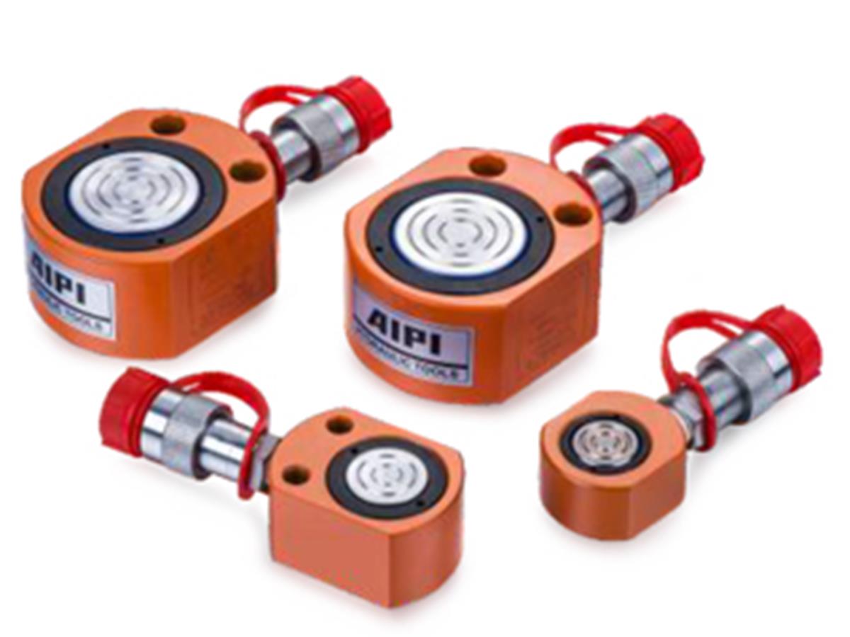 Single acting low flat hydraulic cylinder