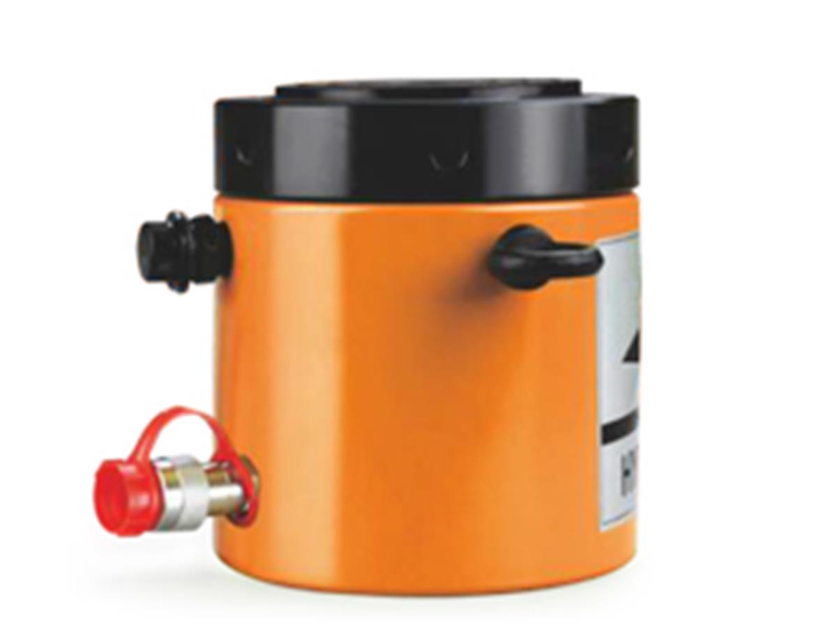 Single-acting low profile lock-nut hydraulic cylinder